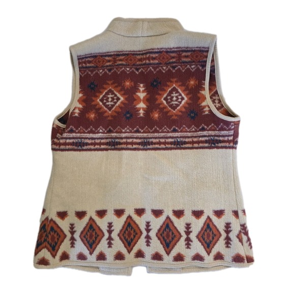 Orvis Womens Small Southwestern Aztec Fleece Vest Button Front Pockets - Picture 3 of 10